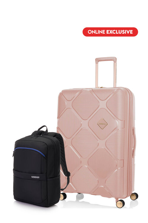 Bundle American Tourister Koper Instagon Peach Blossom Large + Kamden II 3.0 Backpack 1 Black